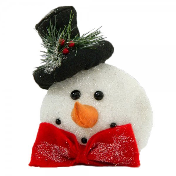 Χριστουγεννιάτικος Διακοσμητικός Χιονάνθρωπος, με Μαύρο Καπέλο (20cm)